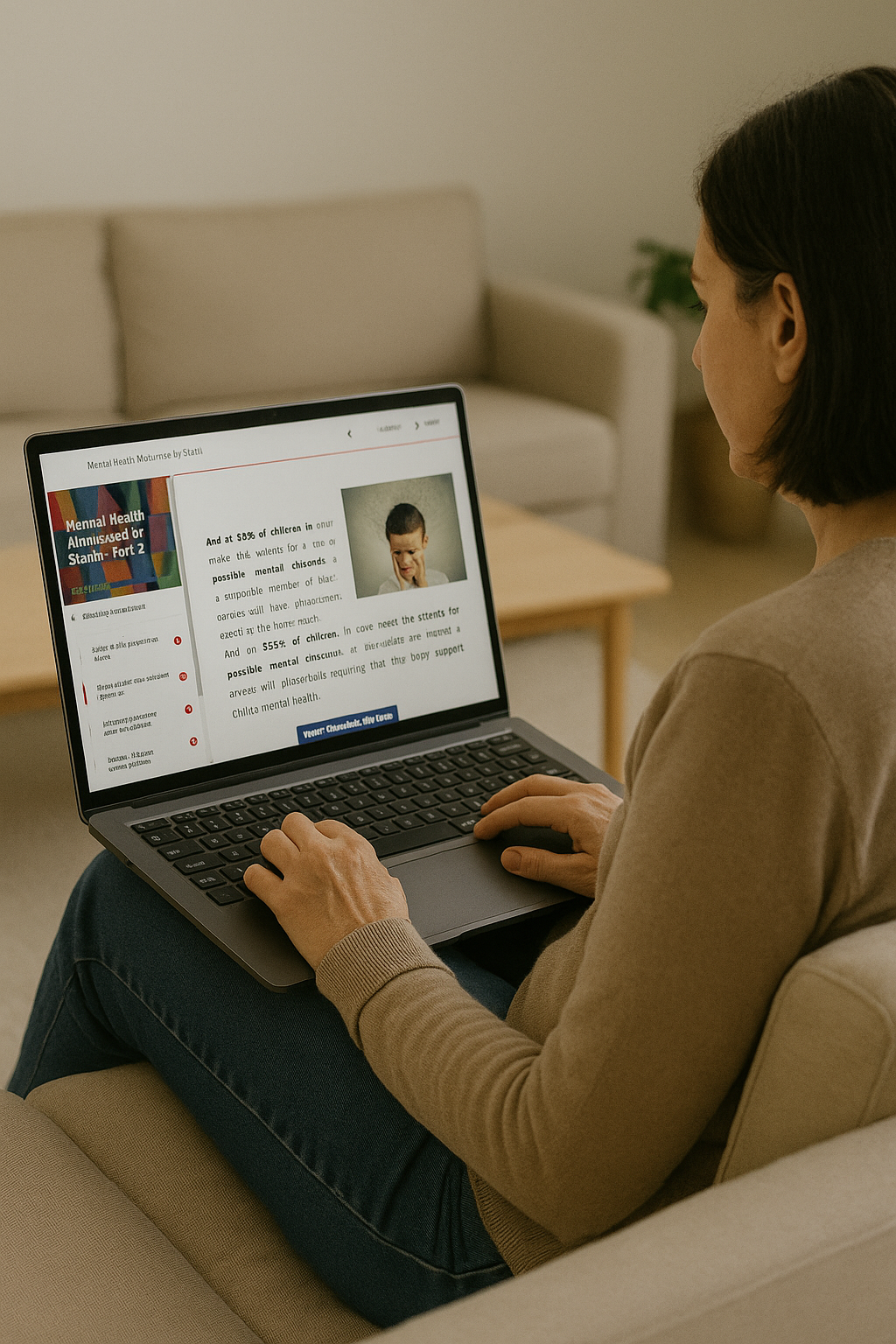 A carer accessing online fostering training
